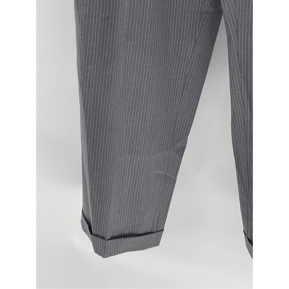 Jos A Bank Dress Pants Wool Men Size 38d29 Gray White Pinstriped Cuffed Pleated - Picture 6 of 10